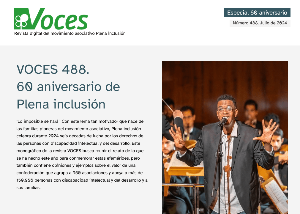 Ir a Ya puedes disfrutar de un nuevo número de VOCES, dedicado al 60 aniversario de Plena inclusión