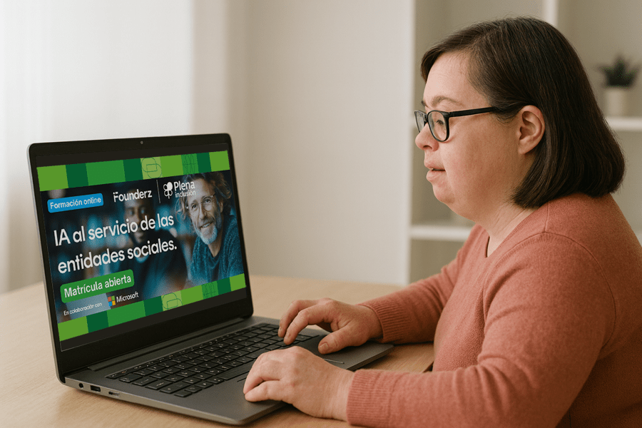 Ir a Plena inclusión, Microsoft y Founderz impulsan el acceso al uso de la IA para personas con discapacidad intelectual y sus familias