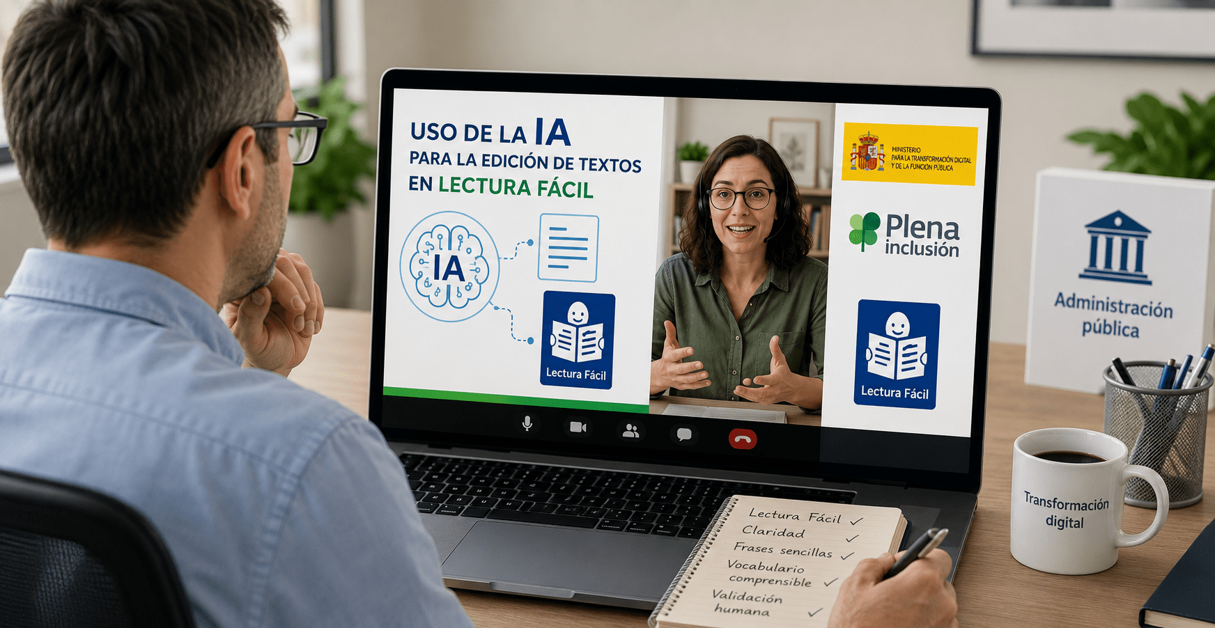 Ir a Plena inclusión España forma a personal del Ministerio para la Transformación Digital en el uso de la IA aplicada a la Lectura Fácil